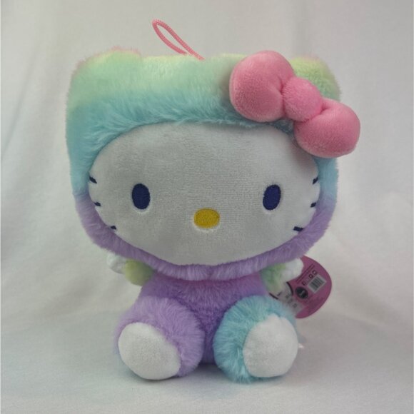 Fiesta Sanrio Hello Kitty Plush Rainbow Sherbet Soft Stuffed Toy Pink Bow Tag - Picture 1 of 13
